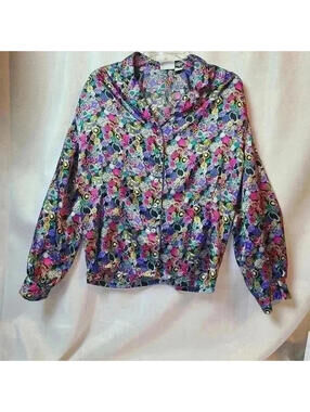 Vintage Koret Button Pattern Colorful Women's Dress Shirt